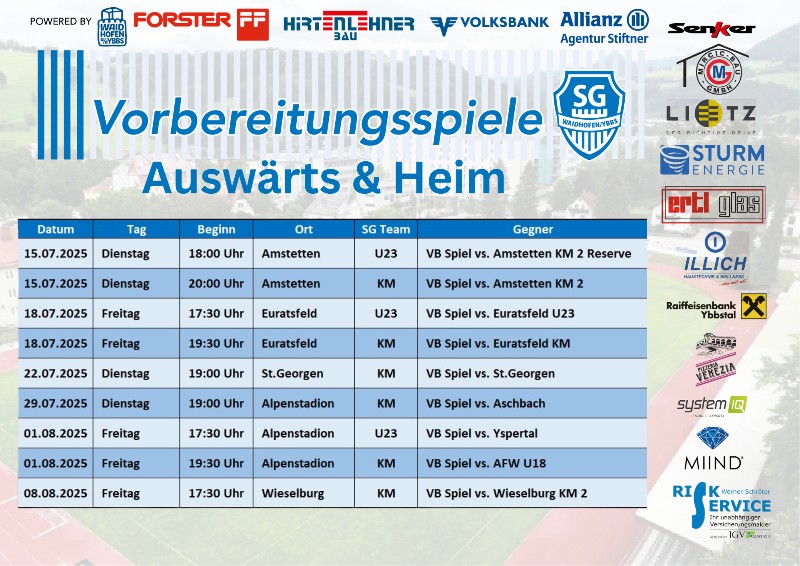 SG Vorbereitungsspiele Sommer 2025